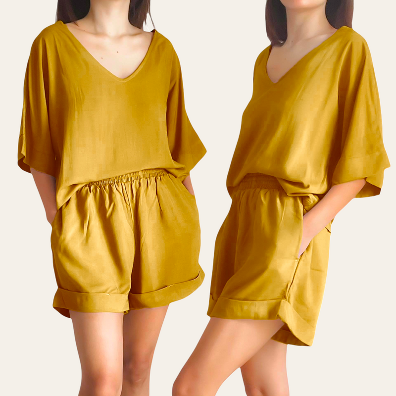 GOLDIE Woven Boxy Top and Shorts Set