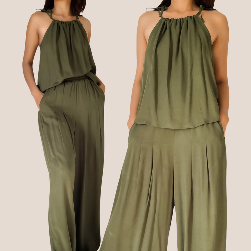 KENDALL Woven Halter Top and Pants Set